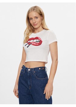 Tommy Jeans T-Shirt Lips DW0DW17373 Biały Slim Fit ze sklepu MODIVO w kategorii Bluzki damskie - zdjęcie 182605507