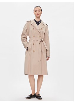 Tommy Hilfiger Trencz Cotton Classic Trench WW0WW40482 Beżowy Regular Fit ze sklepu MODIVO w kategorii Płaszcze damskie - zdjęcie 182605629