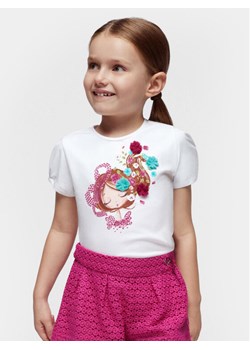 Mayoral T-Shirt 3080 Biały Regular Fit ze sklepu MODIVO w kategorii Bluzki dziewczęce - zdjęcie 182605797