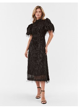 ROTATE Sukienka koktajlowa Sequin Midi Puff 111627100 Czarny Regular Fit ze sklepu MODIVO w kategorii Sukienki - zdjęcie 182606298