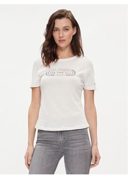 Tommy Hilfiger T-Shirt Archive Track WW0WW41203 Écru Slim Fit ze sklepu MODIVO w kategorii Bluzki damskie - zdjęcie 182606825