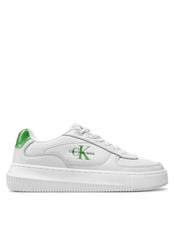 Calvin Klein Jeans Sneakersy Chunky Cupsole Low Lth Ml Meta YW0YW01410 Biały ze sklepu MODIVO w kategorii Buty sportowe damskie - zdjęcie 182606885