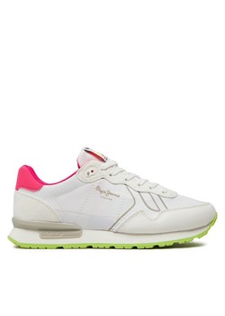 Pepe Jeans Sneakersy Brit Neon W PLS40011 Biały ze sklepu MODIVO w kategorii Buty sportowe damskie - zdjęcie 182607168
