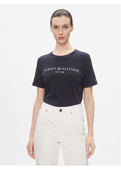 Tommy Hilfiger T-Shirt WW0WW40276 Granatowy Regular Fit ze sklepu MODIVO w kategorii Bluzki damskie - zdjęcie 182611108