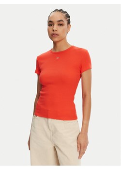 Tommy Jeans T-Shirt Essential DW0DW17383 Pomarańczowy Slim Fit ze sklepu MODIVO w kategorii Bluzki damskie - zdjęcie 182611485