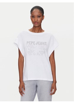 Pepe Jeans T-Shirt Lira PL505996 Biały Regular Fit ze sklepu MODIVO w kategorii Bluzki damskie - zdjęcie 182611619