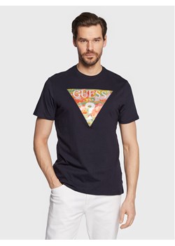 Guess T-Shirt Abstract Logo M3GI57 K9RM1 Granatowy Slim Fit ze sklepu MODIVO w kategorii T-shirty męskie - zdjęcie 182611718
