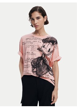 Desigual T-Shirt Donald 25SWTKAH Różowy Loose Fit ze sklepu MODIVO w kategorii Bluzki damskie - zdjęcie 182614099