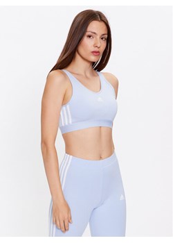 adidas Bluzka Essentials 3-Stripes Crop Top With Removable Pads IC4439 Błękitny ze sklepu MODIVO w kategorii Biustonosze - zdjęcie 182614158