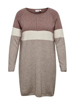 ONLY Carmakoma Sukienka dzianinowa 15183362 Beżowy Regular Fit ze sklepu MODIVO w kategorii Sukienki - zdjęcie 182614199