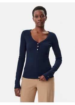 Tommy Hilfiger Bluzka Henley WW0WW43905 Granatowy Slim Fit ze sklepu MODIVO w kategorii Bluzki damskie - zdjęcie 182615208