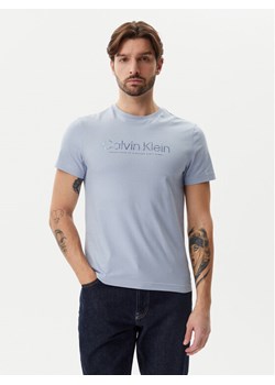 Calvin Klein T-Shirt Satin Bonded Logo K10K114162 Błękitny Regular Fit ze sklepu MODIVO w kategorii T-shirty męskie - zdjęcie 182617178