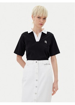 KARL LAGERFELD Polo A2W17111 Czarny Regular Fit ze sklepu MODIVO w kategorii Bluzki damskie - zdjęcie 182617949