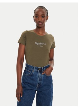 Pepe Jeans T-Shirt New Virginia PL505202 Zielony Slim Fit ze sklepu MODIVO w kategorii Bluzki damskie - zdjęcie 182619085