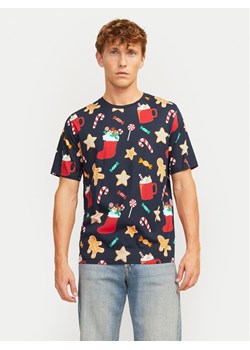 Jack&Jones T-Shirt Xmas Merry 12265399 Granatowy Standard Fit ze sklepu MODIVO w kategorii T-shirty męskie - zdjęcie 182619098