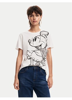 Desigual T-Shirt Mickey Drawing 24WWTKA1 Écru Regular Fit ze sklepu MODIVO w kategorii Bluzki damskie - zdjęcie 182619255