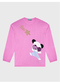 United Colors Of Benetton Sweter 1170H100G Różowy Regular Fit ze sklepu MODIVO w kategorii Swetry dziewczęce - zdjęcie 182619277