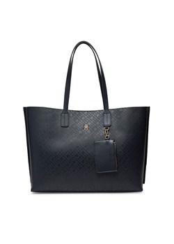 Tommy Hilfiger Torebka Th Distinct Tote Mono AW0AW17195 Granatowy ze sklepu MODIVO w kategorii Torby Shopper bag - zdjęcie 182620165