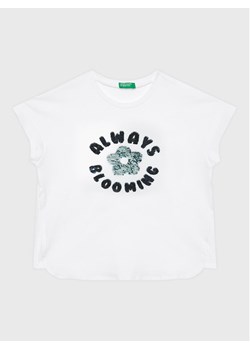 United Colors Of Benetton T-Shirt 3096C10AQ Biały Boxy Fit ze sklepu MODIVO w kategorii Bluzki dziewczęce - zdjęcie 182620786