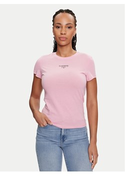 Tommy Jeans T-Shirt Essential DW0DW18397 Różowy Slim Fit ze sklepu MODIVO w kategorii Bluzki damskie - zdjęcie 182621007