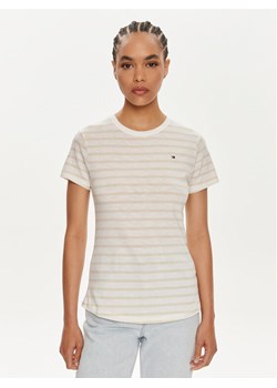 Tommy Hilfiger T-Shirt 1985 WW0WW37857 Beżowy Slim Fit ze sklepu MODIVO w kategorii Bluzki damskie - zdjęcie 182622545