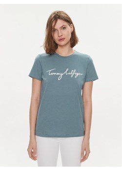 Tommy Hilfiger T-Shirt Signature WW0WW41674 Niebieski Regular Fit ze sklepu MODIVO w kategorii Bluzki damskie - zdjęcie 182622919