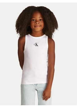 Calvin Klein Jeans Top Logo IG0IG02435 Biały Regular Fit ze sklepu MODIVO w kategorii Bluzki dziewczęce - zdjęcie 182623326