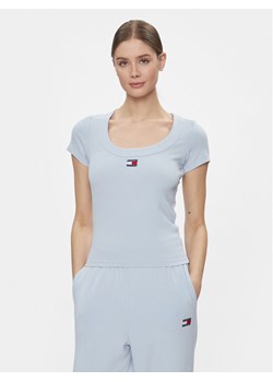 Tommy Jeans T-Shirt Tjw Slim Badge Rib Tee Ss DW0DW17396 Granatowy Slim Fit ze sklepu MODIVO w kategorii Bluzki damskie - zdjęcie 182623698