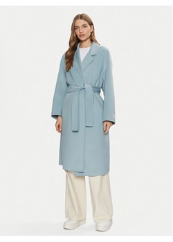 Calvin Klein Płaszcz wełniany K20K207813 Błękitny Regular Fit ze sklepu MODIVO w kategorii Płaszcze damskie - zdjęcie 182623987
