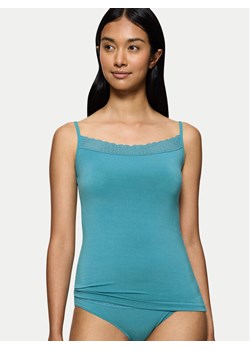 Triumph Top Feel Of Modal 10221654 Turkusowy Slim Fit ze sklepu MODIVO w kategorii Piżamy damskie - zdjęcie 182624107