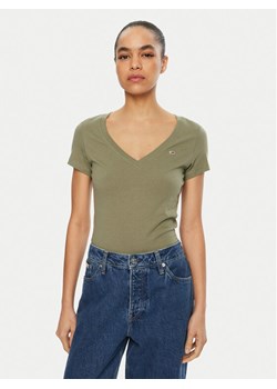 Tommy Jeans T-Shirt DW0DW20458 Zielony Slim Fit ze sklepu MODIVO w kategorii Bluzki damskie - zdjęcie 182624299