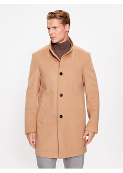 JOOP! Płaszcz wełniany 30037689 Brązowy Regular Fit ze sklepu MODIVO w kategorii Płaszcze męskie - zdjęcie 182624709