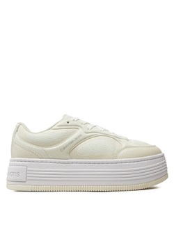 Calvin Klein Jeans Sneakersy Bold Platf Low Lace Mix In Mtl YW0YW01471 Beżowy ze sklepu MODIVO w kategorii Buty sportowe damskie - zdjęcie 182624776