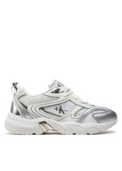 Calvin Klein Jeans Sneakersy Retro Tennis Low Lace Mh Ml Mr YW0YW01381 Biały ze sklepu MODIVO w kategorii Buty sportowe damskie - zdjęcie 182625525