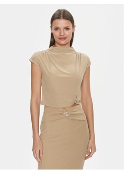 Guess Bluzka W4RP40 KAQL2 Beżowy Slim Fit ze sklepu MODIVO w kategorii Bluzki damskie - zdjęcie 182626048
