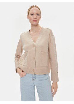 Tommy Hilfiger Kardigan WW0WW39922 Beżowy Relaxed Fit ze sklepu MODIVO w kategorii Swetry damskie - zdjęcie 182626309