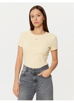 Tommy Jeans T-Shirt Essential DW0DW17383 Beżowy Slim Fit ze sklepu MODIVO w kategorii Bluzki damskie - zdjęcie 182626989