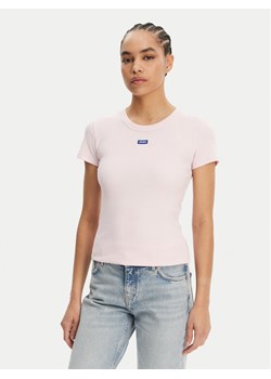 HUGO T-Shirt Easy 50523924 Różowy Slim Fit ze sklepu MODIVO w kategorii Bluzki damskie - zdjęcie 182627188