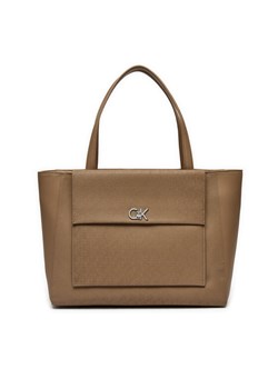 Calvin Klein Torebka Ck Medium Shopper W/Pocket_Mono K60K613136 Brązowy ze sklepu MODIVO w kategorii Torby Shopper bag - zdjęcie 182627607