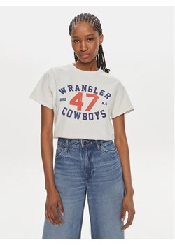 Wrangler T-Shirt 112350277 Écru Regular Fit ze sklepu MODIVO w kategorii Bluzki damskie - zdjęcie 182627756