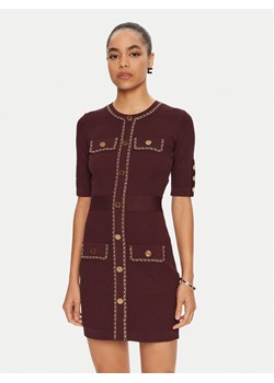 Elisabetta Franchi Sukienka dzianinowa AM-92B-46E2 Bordowy Regular Fit ze sklepu MODIVO w kategorii Sukienki - zdjęcie 182628166