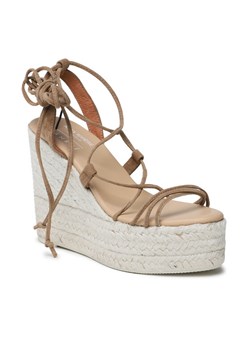 Manebi Espadryle Soft Suede Lace-Up Wedge Espadrilles L 8.7 WA Brązowy ze sklepu MODIVO w kategorii Sandały damskie - zdjęcie 182629059