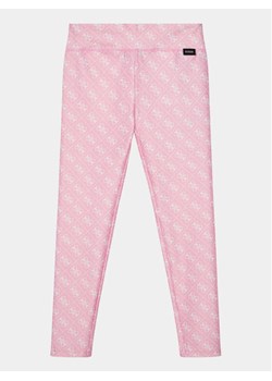Guess Legginsy J4RB02 MC01P Różowy Slim Fit ze sklepu MODIVO w kategorii Spodnie dziewczęce - zdjęcie 182629475