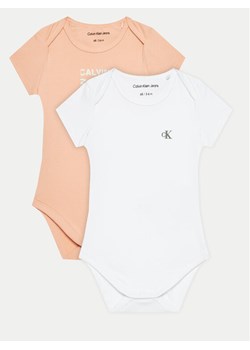 Calvin Klein Jeans Komplet 2 par body dziecięcych Inst. Grid Logo Ss Body Set IN0IN00208 Biały Regular Fit ze sklepu MODIVO w kategorii Body niemowlęce - zdjęcie 182630128