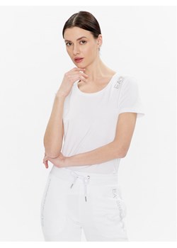 EA7 Emporio Armani T-Shirt 8NTT50 TJFKZ 1100 Biały Regular Fit ze sklepu MODIVO w kategorii Bluzki damskie - zdjęcie 182630249