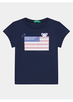 United Colors Of Benetton T-Shirt 3I1XG10D6 Granatowy Regular Fit ze sklepu MODIVO w kategorii Bluzki dziewczęce - zdjęcie 182630299