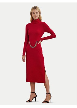 LAUREN RALPH LAUREN Sukienka dzianinowa 250951822002 Czerwony Slim Fit ze sklepu MODIVO w kategorii Sukienki - zdjęcie 182631335