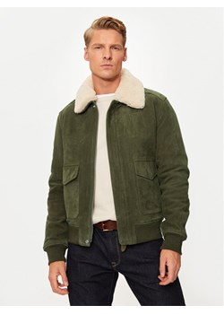 SCHOTT N.Y.C. Kurtka skórzana LC2410S Zielony Regular Fit ze sklepu MODIVO w kategorii Kurtki męskie - zdjęcie 182632389