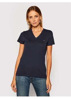 Tommy Hilfiger T-Shirt Heritage V-Neck Tee WW0WW24969 Granatowy Regular Fit ze sklepu MODIVO w kategorii Bluzki damskie - zdjęcie 182632459