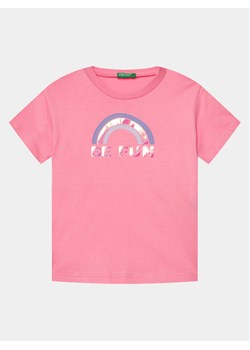 United Colors Of Benetton T-Shirt 3096G10E5 Różowy Boxy Fit ze sklepu MODIVO w kategorii Bluzki dziewczęce - zdjęcie 182632475